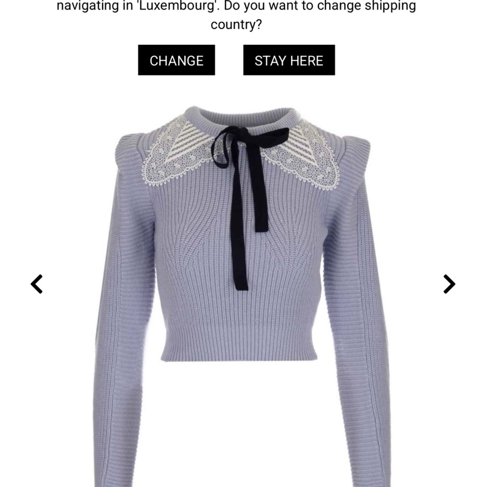 Self-Portrait Lavender Sweater with Lace Collar